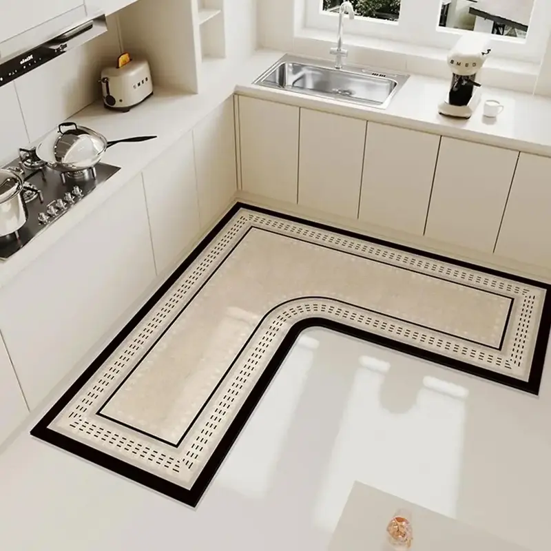 Diatomite Kitchen Mat, L-shaped Non-slip Kitchen Rug, Oil & Water Absorbent Kitchen Floor Mat, Suitable for Home & Kitchen Fl...