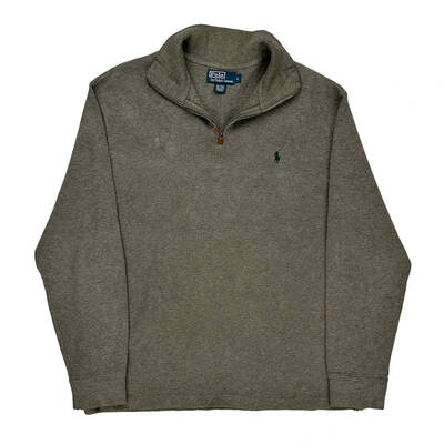 Polo By Ralph Lauren 1/4 Zip - Large Grey Cotton