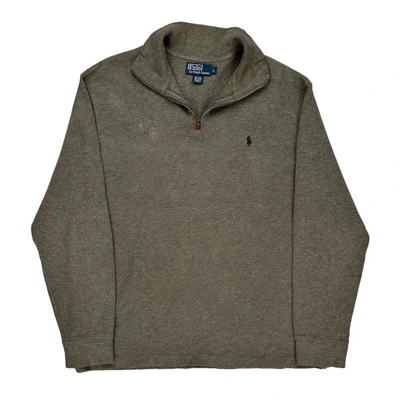 Polo By Ralph Lauren 1/4 Zip - Large Grey Cotton