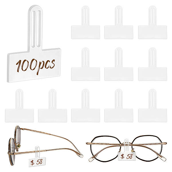 100Pcs Transparent PVC Glasses Price Tags Sleeve
