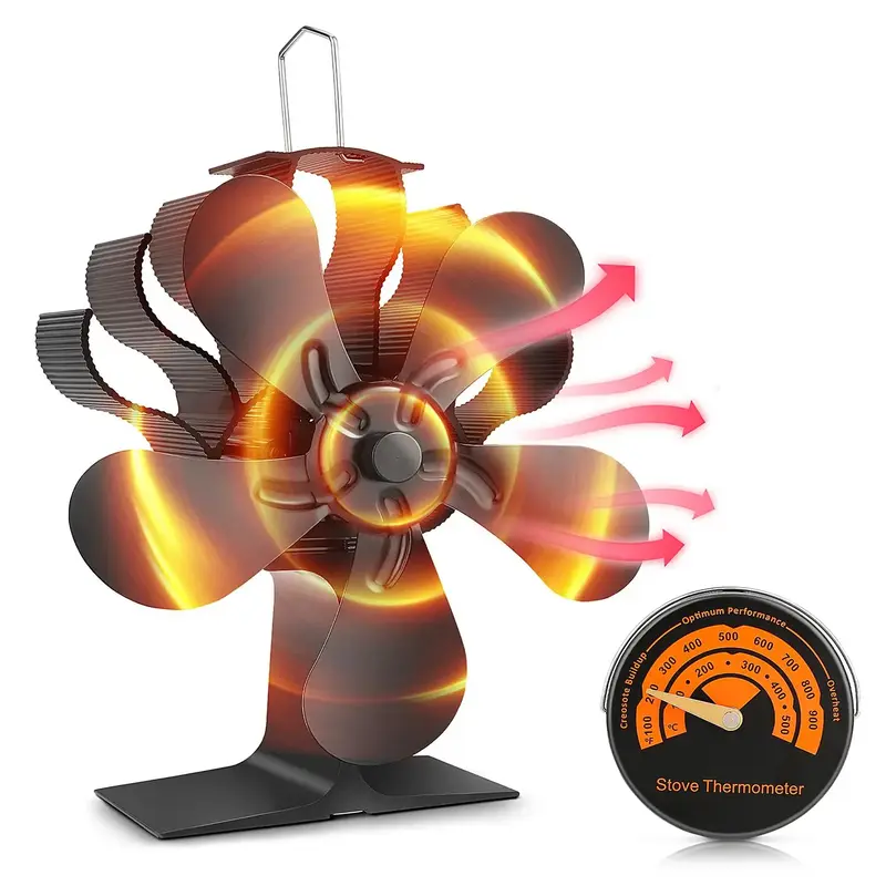 Heat Powered Fireplace Fan, 5 Blades Wood Stove Fan, Fireplace Fan for Home, Quiet Motors Operation Circulating Warm Air wi...