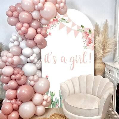 Floral Cactus Its A Girl Baby Shower Arch Backdrop