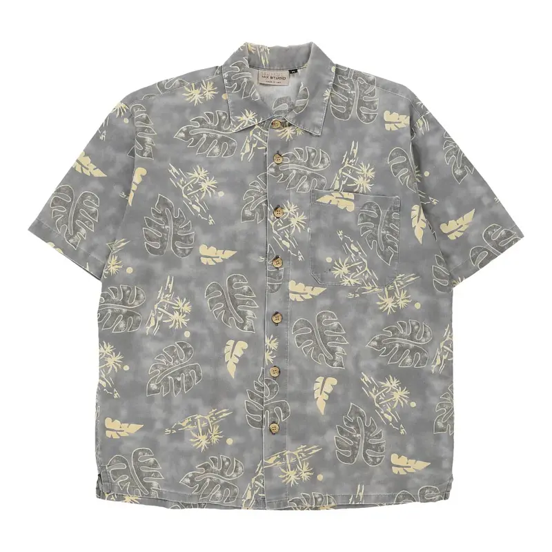 Mix Studio Patterned Shirt - Large Blue Viscose