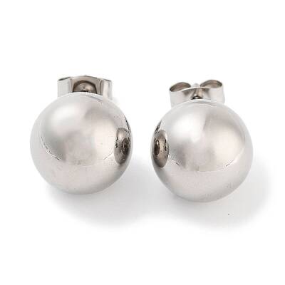 Non-Tarnish Round 316 Surgical Stainless Steel Stud Earrings for Women Men