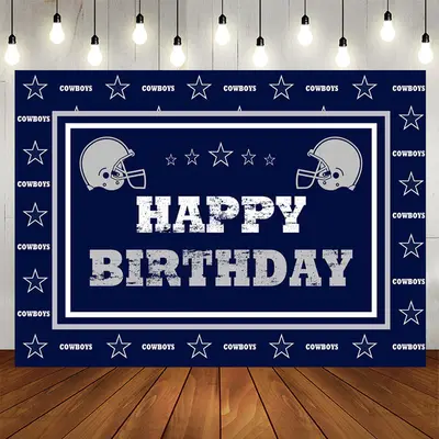 Aperturee Navy Blue Cowboy Football Birthday Backdrop