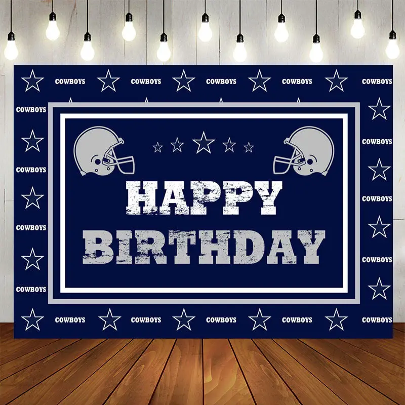 Aperturee Navy Blue Cowboy Football Birthday Backdrop