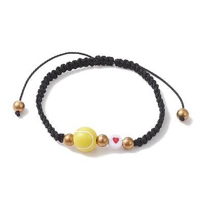 Sport Theme Acylic & Alloy Braided Bead Bracelet