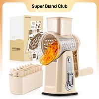 SUSTEAS Rotary Cheese Grater with Handle - Comes with 5 Blades, Strong Suction Cup Base, Comes with Blade Storage Box Cutlery...