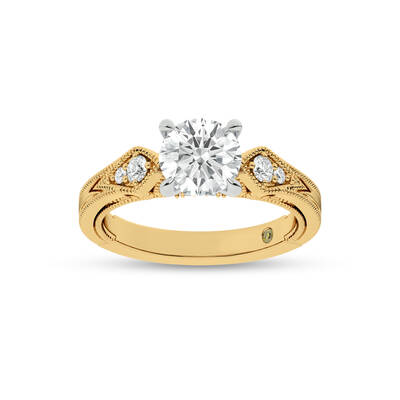 Vesta Vintage Inspired Round Lab Grown Diamond Engagement Ring | 10K Yellow Gold 2 1/4 CT. TW.