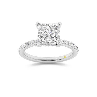 Kyoto Hidden Halo Princess Cut Lab Grown Diamond Engagement Ring | 18K White Gold 3 1/3 CT. TW.