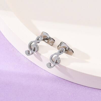 Tarnish Resistant 304 Stainless Steel Music Note Studs Earrings with 316 Stainless Steel Pins for Women