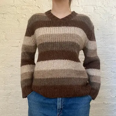 Dolce & Gabbana Striped Jumper - XL Brown Wool