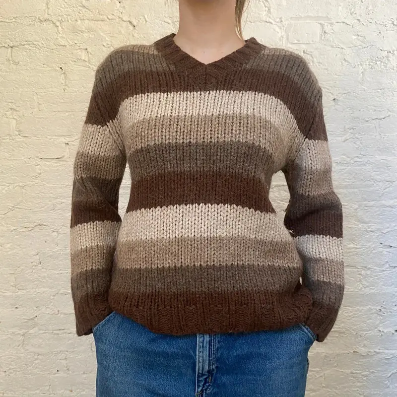 Dolce & Gabbana Striped Jumper - XL Brown Wool