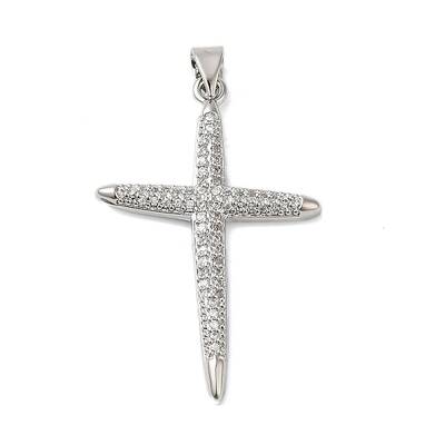 Rack Plating Brass & Clear Cubic Zirconia Pendants