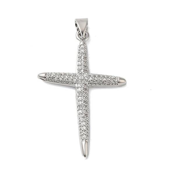 Rack Plating Brass & Clear Cubic Zirconia Pendants