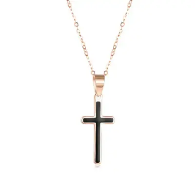 18K Rose Gold Cross Pendant Necklace