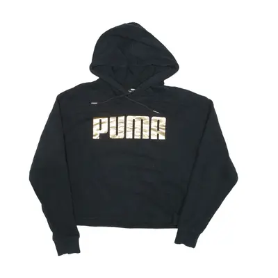 PUMA Cropped Hoodie Black Pullover Womens S