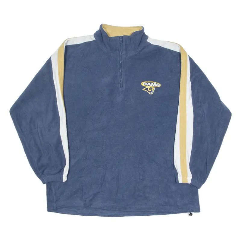 NFL Los Angeles Rams Mens Fleece Blue 1/4 Zip Tight Knit XL
