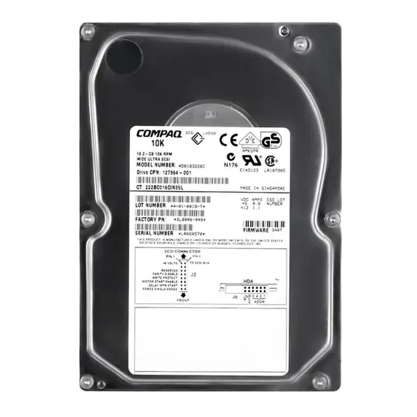 127964-001 HP 18.2GB Wide Ultra3 SCSI 10000 3.5-inch Hard Drive