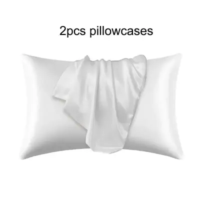 Solid Color Satin Pillowcase without Filler, 2 Counts Home Breathable Stretch Satin Pillow Cover, Home Decor, Soft Bedding Su...