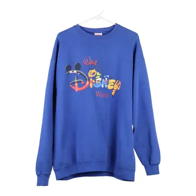 Disney World Mickey Inc Sweatshirt - XL Blue Cotton Blend