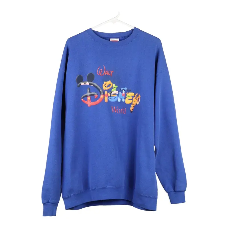 Disney World Mickey Inc Sweatshirt - XL Blue Cotton Blend