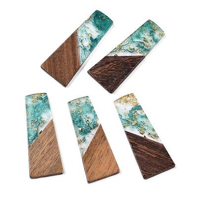 Opaque Resin & Walnut Wood Pendants