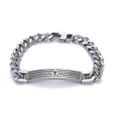 Tarnish Resistant Religion 304 Stainless Steel Cuban Link Chain Bracelets