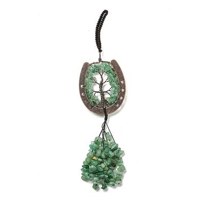 Natural Green Aventurine Chip Tree of Life Pendants Decoration