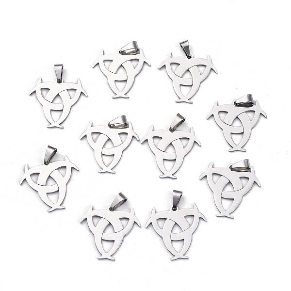 Tarnish Resistant Boy Jewelry Original Color 201 Stainless Steel Triangle Knot Pendants