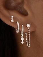 Women's Elegant Rhinestone Decor Earrings Set, Earring Stacking Set, Trendy Exquisite Piercing Earrings, Chic Gorgeous Jewelr...