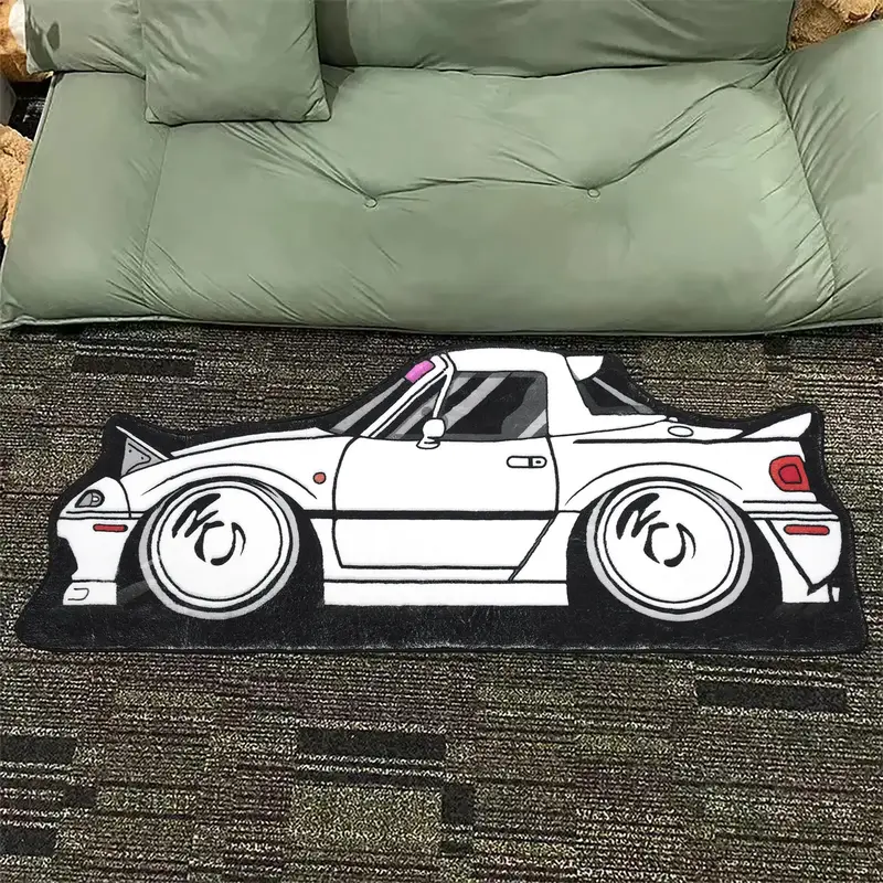 Cartoon Car Printed Rug, Irregular Shape Anti Slip Carpet, Decorative Floor Mat for Home Living Room Bedroom, Summer Gifts Ho...