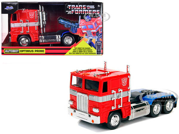 G1 Autobot Optimus Prime Truck Red with Robot on Chassis from Transformers TV Series Hollywood Rides Series 1/32 Diecast Mode...