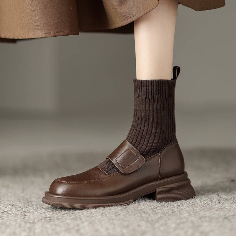 CHIKO Valeria Round Toe Block Heels Ankle Boots