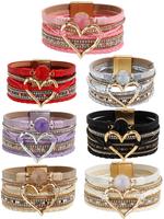 Boho Style Heart Charm Decor Bracelet, Fashionable Multi-layer PU Leather Jewelry for Women & Men, Trendy All-match & Exquisi...