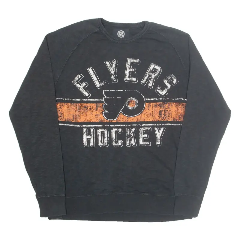 NHL Flyers Hockey Lightweight Mens Sweatshirt Black Crew Neck L