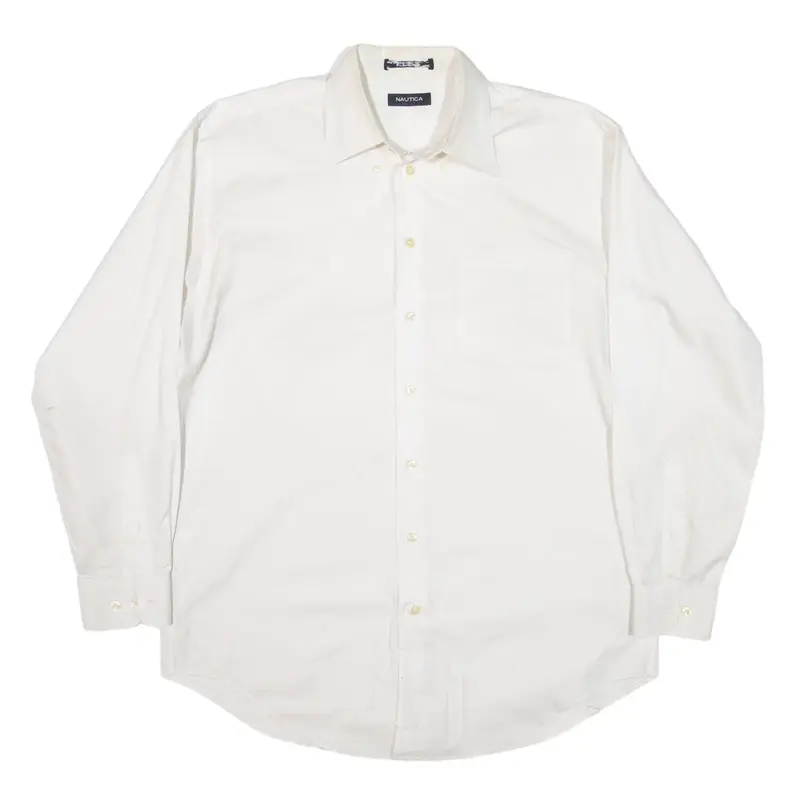 NAUTICA Plain Shirt White Long Sleeve Mens XL