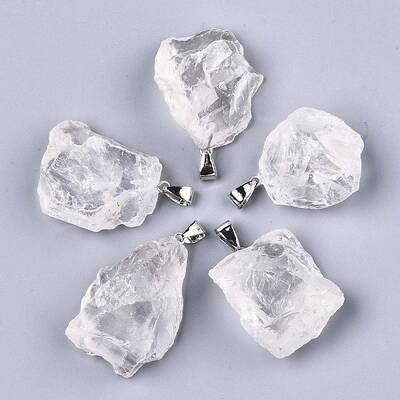 Raw Rough Natural Quartz Crystal Pendants