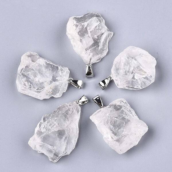 Raw Rough Natural Quartz Crystal Pendants
