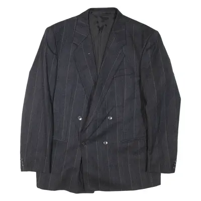 Mens Blazer Jacket Grey Wool Striped XL