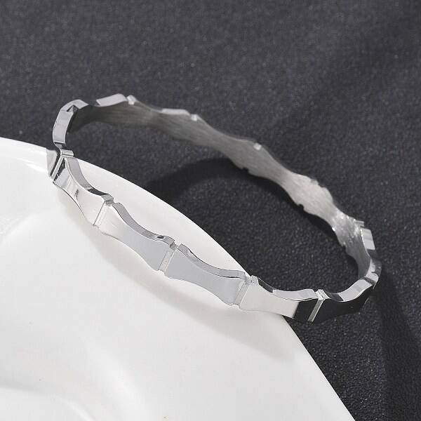 Bamboo Joint 304 Stainless Steel Bangles for Women