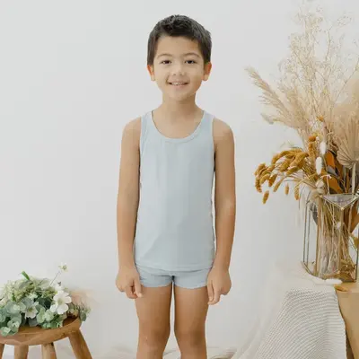 Kids' TENCEL™ Micro Modal Tank Tops - Set of 2 | Size: 6-7 Y / 120 | Color: Skylar - Blue/Blue