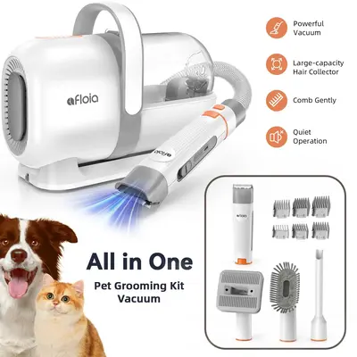 【LimitedTimeFlashSale】Afloia Dog Grooming Kit, Pet Grooming Vacuum & Dog Clippers & Dog Brush for Shedding with Vacuum Gr...