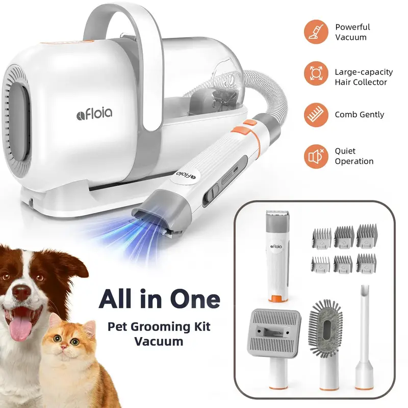【LimitedTimeFlashSale】Afloia Dog Grooming Kit, Pet Grooming Vacuum & Dog Clippers & Dog Brush for Shedding with Vacuum Gr...