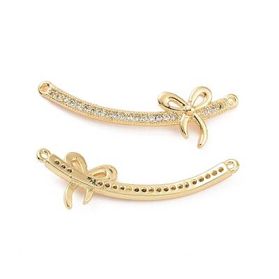 Brass Micro Pave Clear Cubic Zirconia Connector Charms