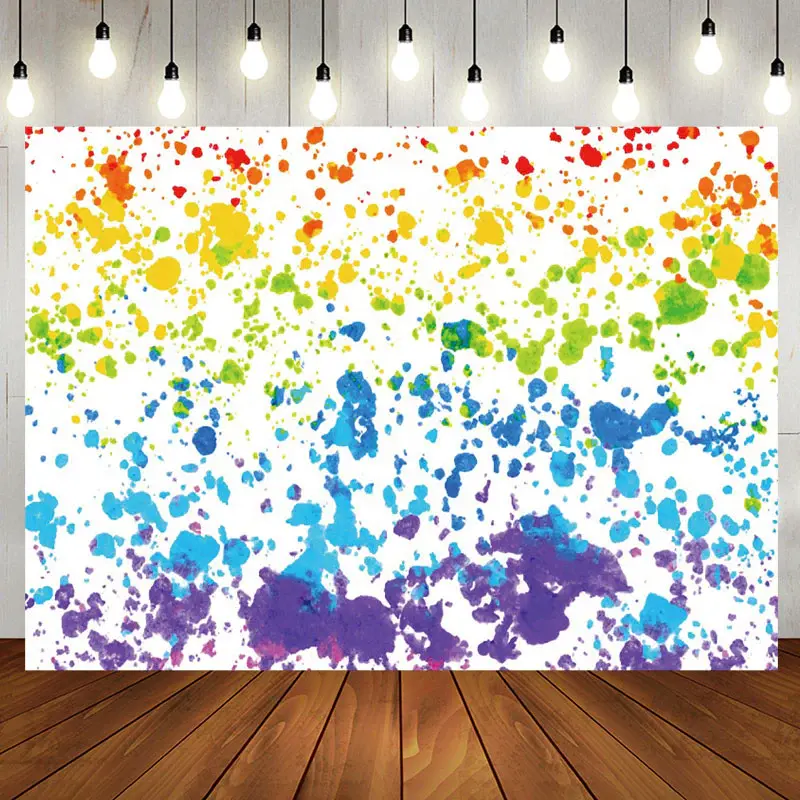 Rainbow Color Painting Backdrop For Birthday Party - Aperturee