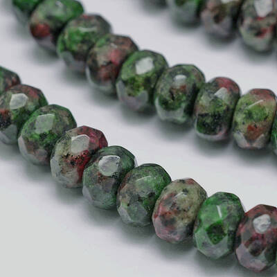Faceted Natural Ruby in Zoisite Rondelle Beads Strands