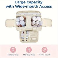 Large capacity 4 compartment travel organizer, multi-functional women and girls makeup bag, makeup tools, makeup bag, zipper ...