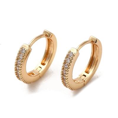 Brass Micro Pave Cubic Zirconia Hoop Earrings