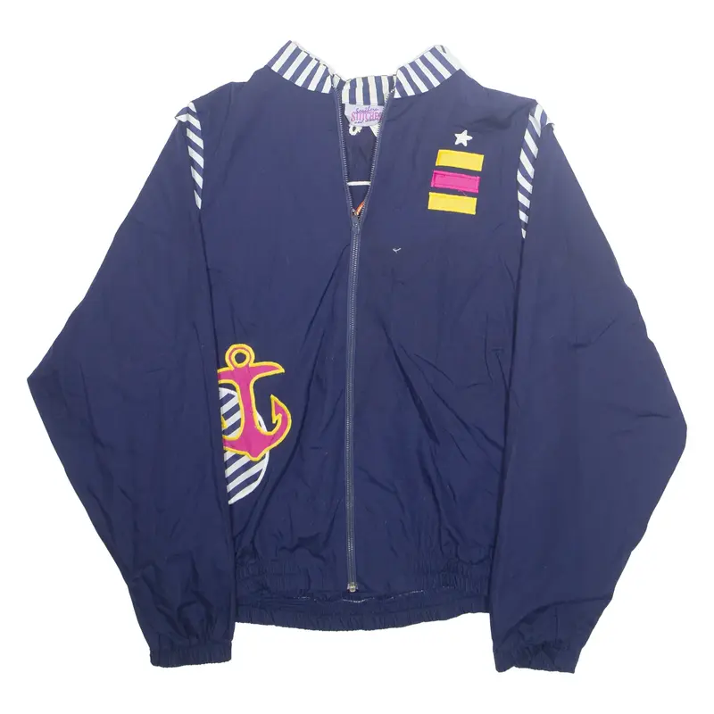 STITCHES Womens Track Jacket Blue Nylon M